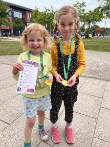 Two girls with medals
