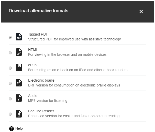 List of alternative file formats generated by Blackboard Ally