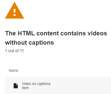 Blackboard Ally reporting on YouTube videos without captions in the Site Accessibility Report