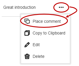 Bb Annotate Place Comment from Content Library in document