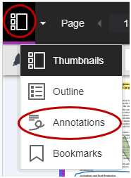 Delete annotations using the Sidebar option