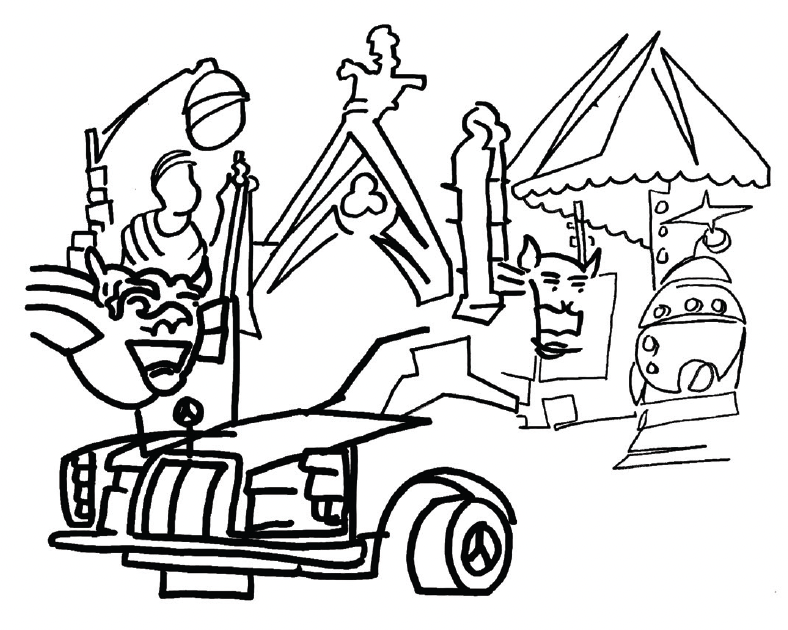 Author’s PDP example drawn while circumnavigating a city block in Le Bono, France